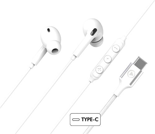 Ecouteurs intra-auriculaires avec fil Force Play KP Intra USB-C Blanc
