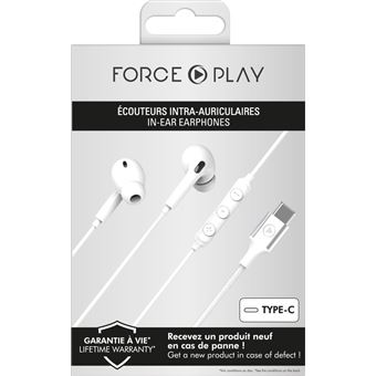 Ecouteurs filaire usb c blanc force play - Conforama