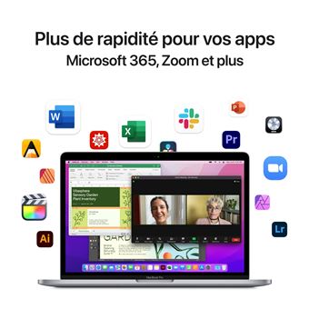 MacBook Pro 13'' 256Go SSD 24Go RAM Puce M2 CPU 8 cœurs GPU 10 cœurs Gris sidéral Nouveau