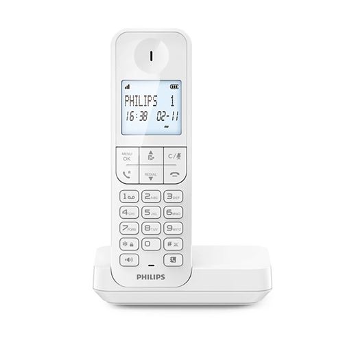Téléphone Fixe Philips D2701W Solo – Écran Rétroéclairé 4,6", Autonomie 14h, Mains Libres