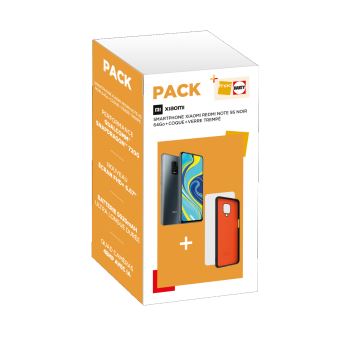 Pack Smartphone Xiaomi Redmi Note 9S 64 Go Double SIM Gris + Coque TPU Liquid Noir + Protection d'écran en verre trempé