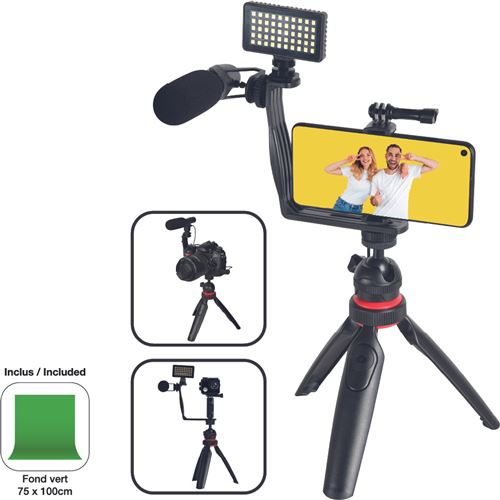 Pack Vlogger Essentiel Movin Photo – Support Universel Smartphone, Mini Trépied, Panneau Lumineux 50 LEDs - vue 2