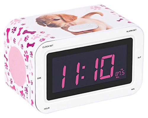 Radio réveil BigBen Chien Rose et Blanc