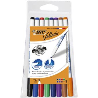 Pochette de 8 feutres effaçables à sec BIC Velleda 1721 Couleurs Assorties