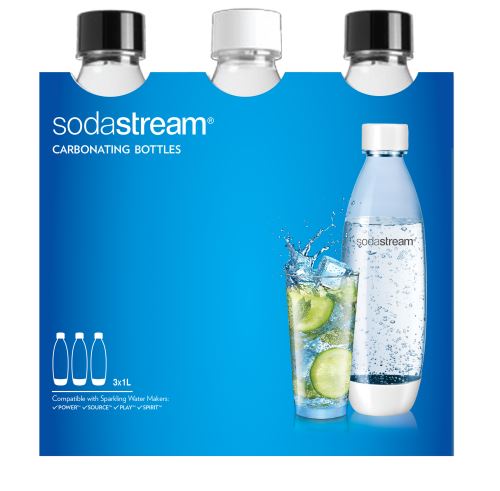 Sodastream 3000098 pack 3 bouteilles blanc/noir