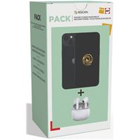 Pack Apple iPhone 13 6,1" 5G Nano SIM 128 Go Noir Reconditionné Grade A Reborn + Ecouteurs sans fil blancs Neufs