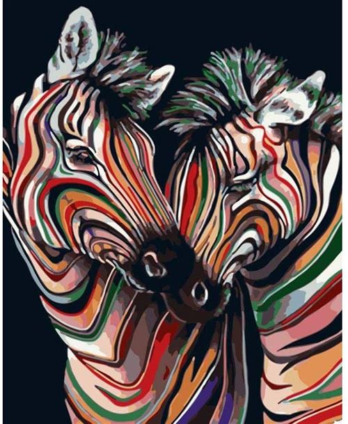 Peinture par numéro Figured'Art Couple de zèbres colorés 40x50 cm