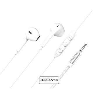 Ecouteurs avec fil Force Play KP Bouton Jack 3.5mm Blanc - Oreillette ...