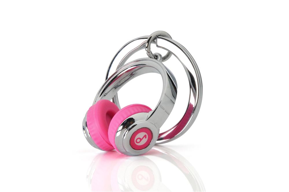 METALMORPHOSE Portachiavi Cuffie Audio Rosa – MTM074-01 – Miniatura Dettagliata In Acciaio Inox