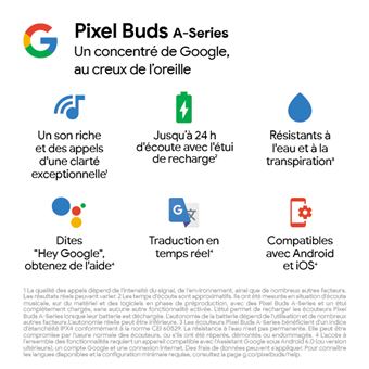 Google Pixel Buds A-Series - Écouteurs sans fil avec micro - intra-auriculaire - Bluetooth - isolation acoustique - Charbon