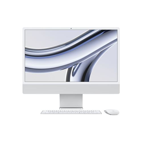 Apple iMac 24" 256 Go SSD 8Go Ram Puce M3 Cpu 8 Cœurs Gpu 10 Cœurs Argent 2023 Reconditionné