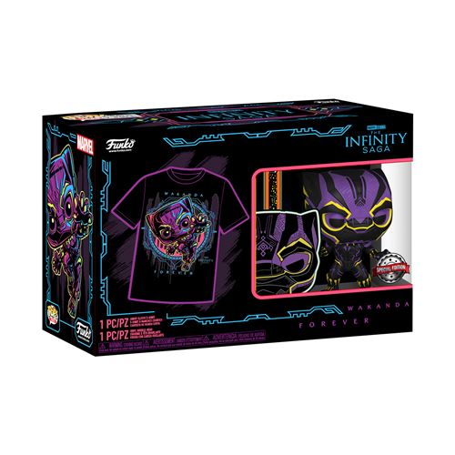 Funko Figurine Pop Et Tee Marvel Blacklight Black Panther S