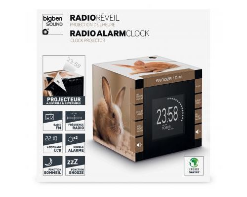 Radio Réveil BigBen Cube Projecteur Décor Lapin