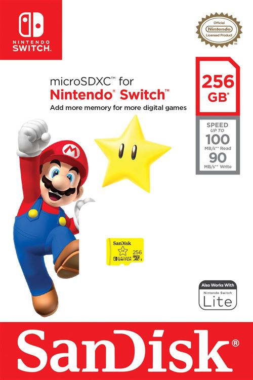 Carte mémoire microSDXC UHS-I SanDisk 256 Go pour Nintendo Switch