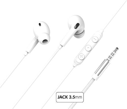 Ecouteurs intra-auriculaires avec fil Force Play KP Intra Jack 3.5mm Blanc