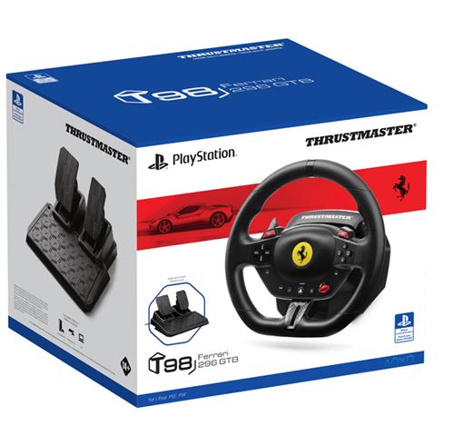 Volant gaming Thrustmaster Ferrari 296 GTB + Pédalier T98 P pour PS4 PS5 et PC