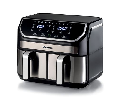 Ariete 4625/00 Double 9 L Autonome 2100 W Friteuse d’air chaud Noir, Acier inoxydable