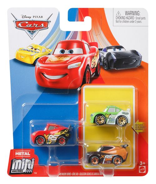 Pack de 3 mini v&eacute;hicules Disney Cars Mod&egrave;le al&eacute;atoire 
