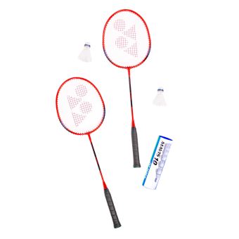 Pack Badminton Yonex 2 raquettes et 6 Volants Rouge et Blanc - 1