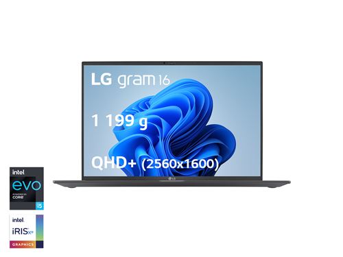 LG gram 16Z90Q-G.AA56F - Intel Core i5 1240P / 1.7 GHz - Evo - Win 11 Home Plus - Iris Xe Graphics - 16 GB RAM - 512 GB SSD NVMe - 16 IPS 2560 x 1600 (WQXGA) - Wi-Fi 6 - houtskoolgrijs - tsb QWERTY