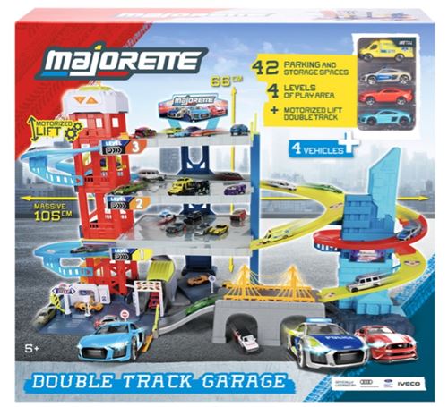 Garage jouet Majorette Double Track + 4 véhicules