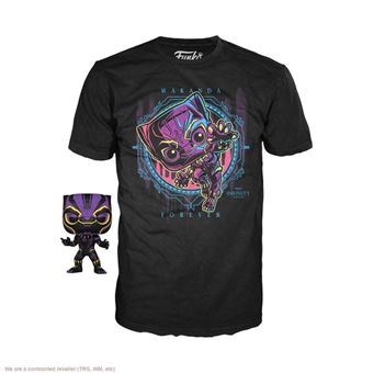 Figurine Funko Pop et Tee Marvel Blacklight Black Panther L