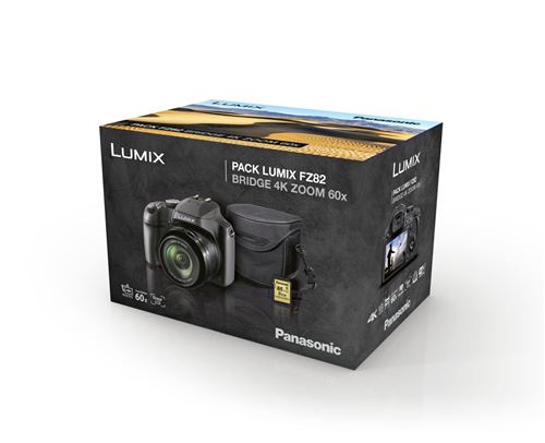 PANASONIC  Lumix DC-FZ82 Noir + Housse + Carte SD 8 Go - 4010869272902 