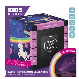 Radio réveil double alarme avec projecteur BigBen 230 V Licorne Radio réveil double alarme avec projecteur BigBen 230 V Licorne