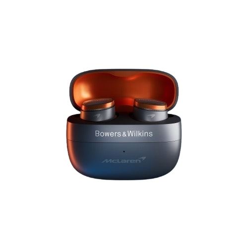 Ecouteurs intra auriculaires sans fil Bowers & Wilkins Pi8 Edition McLaren Bluetooth avec réduction active du bruit métallisé et Papaye