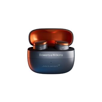 Ecouteurs intra-auriculaires sans fil Bowers & Wilkins Pi8 Edition McLaren Bluetooth avec réduction active du bruit Gris métallisé et Orange Papaye