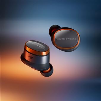 Ecouteurs intra-auriculaires sans fil Bowers & Wilkins Pi8 Edition McLaren Bluetooth avec réduction active du bruit Gris métallisé et Orange Papaye