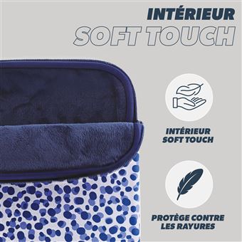 Housse T'nB Exclusiv' Blueberry Blanc et Bleu pour PC Portable de 13" à 14"