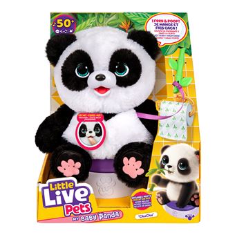 Peluche Panda Brun Interactive 40 Cm – Répète, Réagit Aux Caresses, Biberon Inclus, Dès 3 Ans