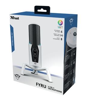 Micro de streaming USB 4-en-1 Trust GXT 258W Fyru pour PS5 Blanc et noir