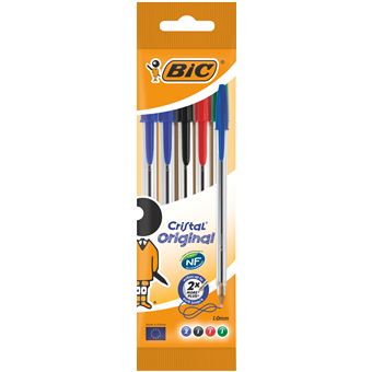 Pochette 5 stylos BIC Cristal Couleurs Assorties