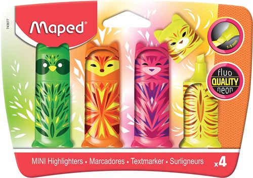 Blister de 4 surligneurs Maped Fluo’Peps Animaux