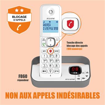 Téléphone fixe sans fil Alcatel F860 Voice Trio Blanc Gris