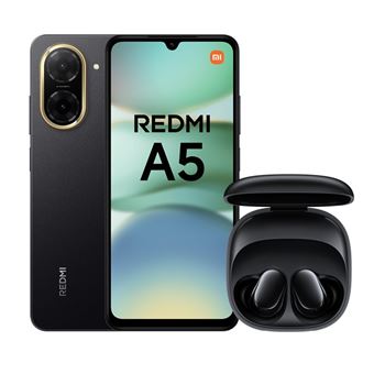 Pack Smartphone Xiaomi Redmi A5 6,88" Double nano SIM 128 Go Midnight Black + Ecouteurs Redmi Buds 6 Play
