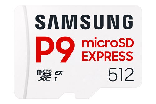 Carte mémoire Samsung Micro SDXC P9 express classe U3 V30 A1 PCIe Gen3.0x1 NVMe 1.3 Lecture SD Express 800 Mo/ UHS I 90 Mo/ 6 Prot intégré MB MK512TWW - vue 7