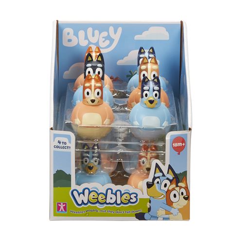 4 Figurines Culbuto Bluey Weebles - Jouet D'Éveil Pour Enfants Dès 1 An