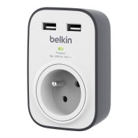 Prise parafoudre Belkin 1 prise monobloc 2 ports USB (2.4A)