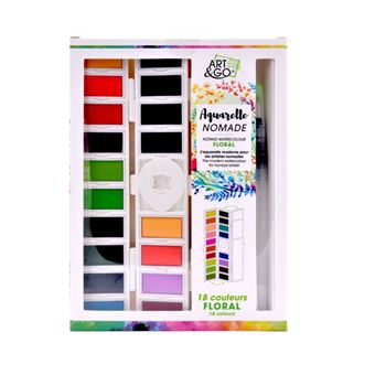 Aquarelle Oz Palette Nomade Accordéon ART & GO 18 couleurs Floral