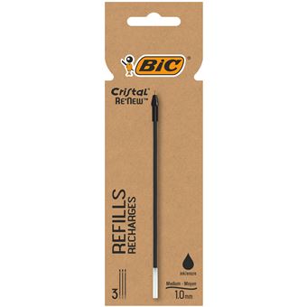 Etui 3 recharges BIC Cristal Renew Noir