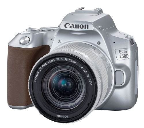 Reflex Canon EOS 250D Argent + Objectif EF-S 18-55 mm f/4-5.6 IS STM