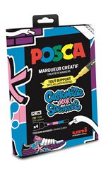 Pochette 4 marqueurs Posca PC3M Pop Modèle aléatoire