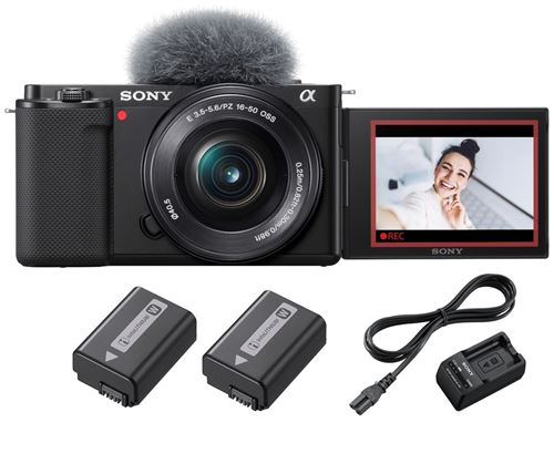 Pack Fnac Vlogging hybride Sony ZV-E10 + E PZ 16-50mm f/3,5-5,6 OSS + 2ème batterie + Chargeur de batterie