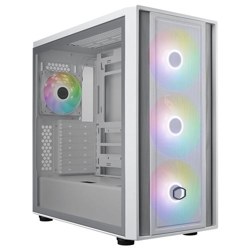 Boîtier PC Cooler Master MasterBox 600 moyen tour blanc ARGB avec panneau latéral verre trempé