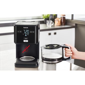 Cafetière Filtre Tefal Smart'n Light 1,25L - Programmable 24h, Ecran Digital, Anti-Goutte - Noir
