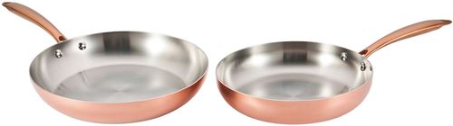 Poêles Antiadhésives 5 Pièces - 20, 24, 28 Cm - Revêtement Céramique Cuivre - Compatible Induction, Gaz, électricité