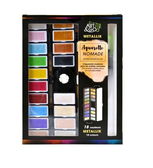 Aquarelle Oz Palette Nomade Accordéon ART & GO 18 couleurs Metallik